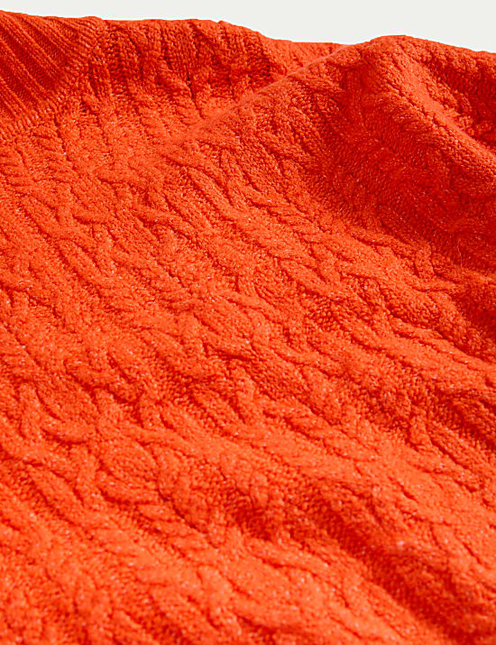 Jumper Berleher Tinggi Rajutan Kabel dengan Wol