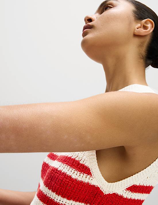 Cotton Rich Striped Midi Knitted Dress