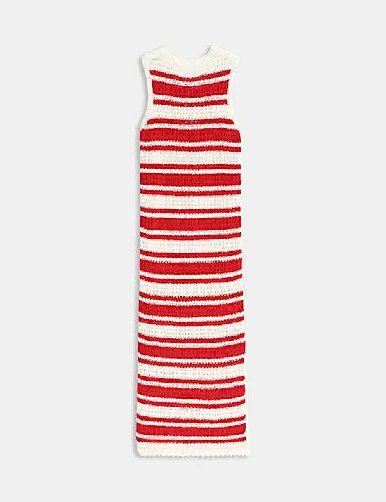 Cotton Rich Striped Midi Knitted Dress