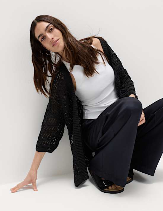 Textured Edge to Edge Longline Cardigan