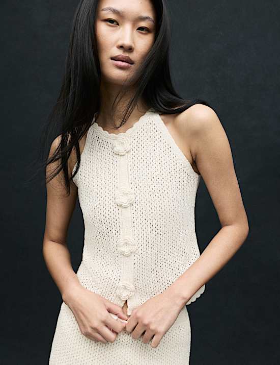 Cotton-Blend Textured Mini Knitted Skirt