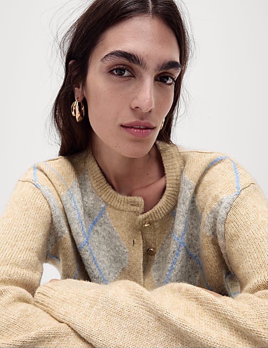 Gilet &eacute;cossais &agrave; col rond avec laine