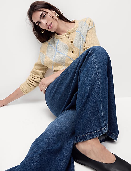 Gilet &eacute;cossais &agrave; col rond avec laine