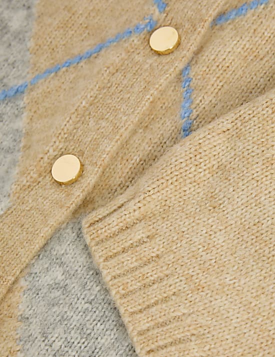 Gilet &eacute;cossais &agrave; col rond avec laine