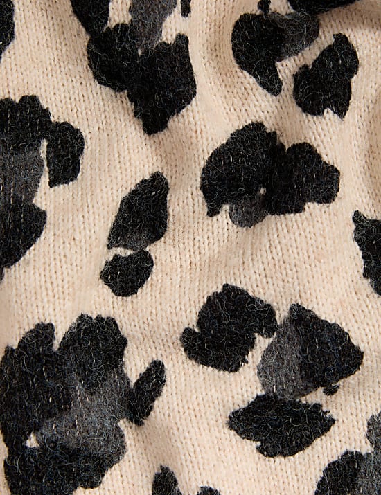 Gilet en laine &agrave; col rond et imprim&eacute; animal