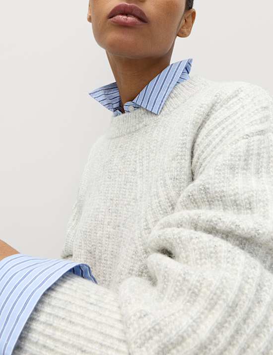 Ribbed Relaxed Jumper with Alpaca