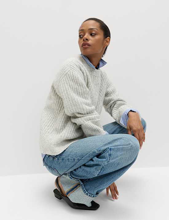 Ribbed Relaxed Jumper with Alpaca