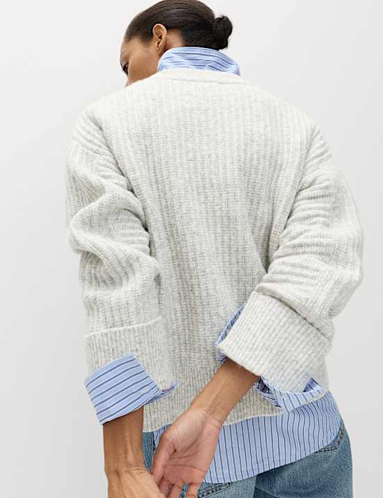 Ribbed Relaxed Jumper with Alpaca