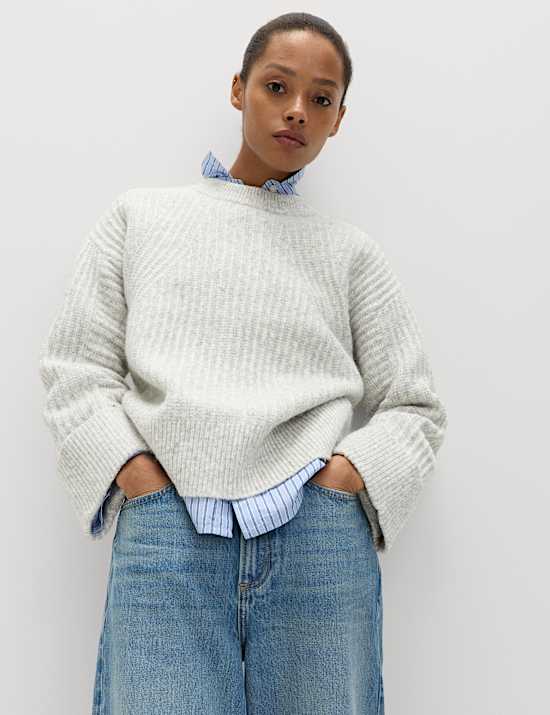 Ribbed Relaxed Jumper with Alpaca