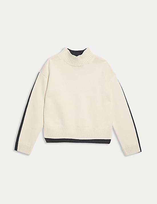 Su&eacute;ter de algod&oacute;n texturizado con cuello chimenea