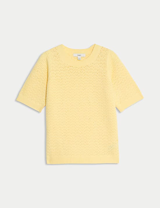 Pointelle Slim Fit Puff Sleeve Top