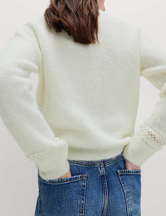 Lace Detail Jumper With Wool