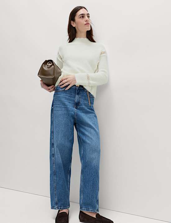 Lace Detail Jumper With Wool