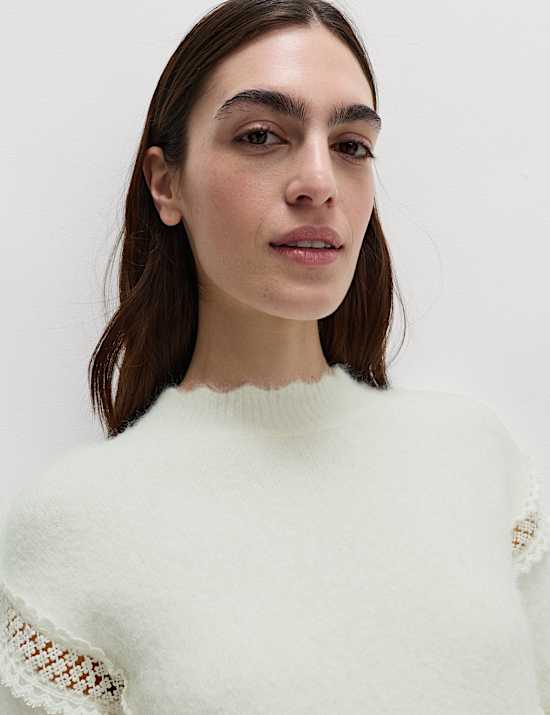 Lace Detail Jumper With Wool