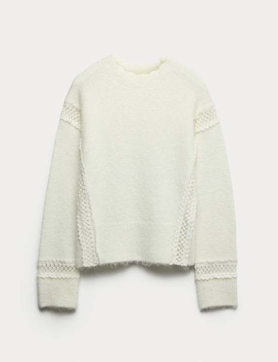 Lace Detail Jumper With Wool