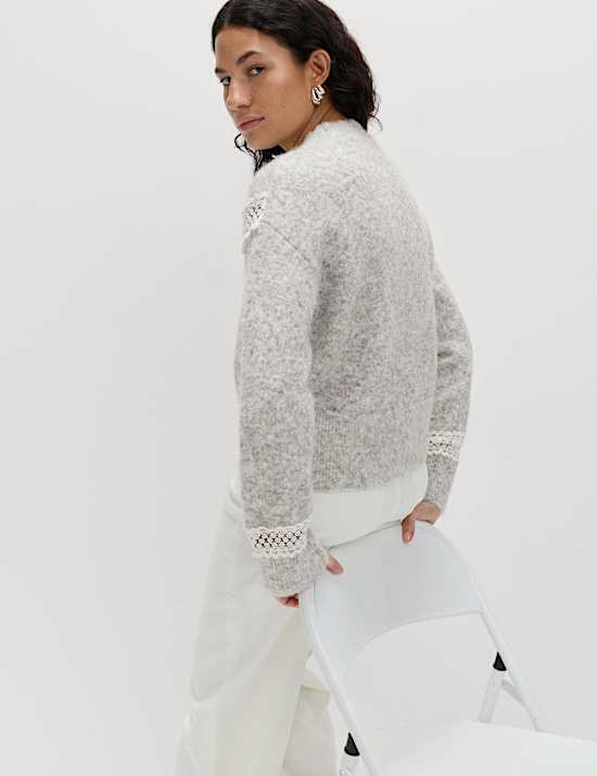 Lace Detail Jumper With Wool
