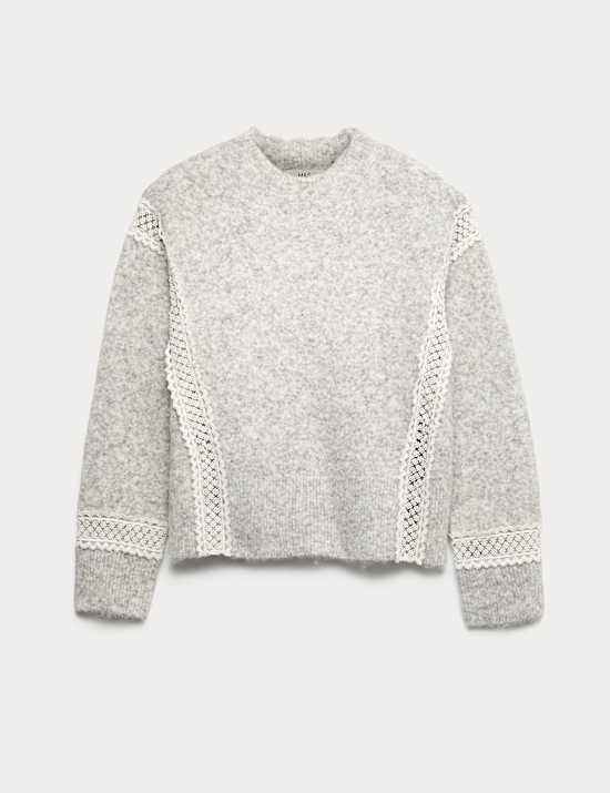 Lace Detail Jumper With Wool