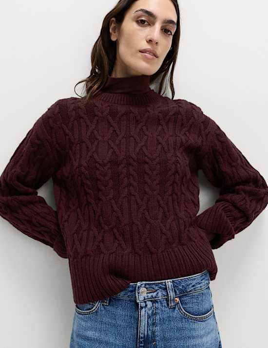 Wool Blend Textured Crew Neck Jumper