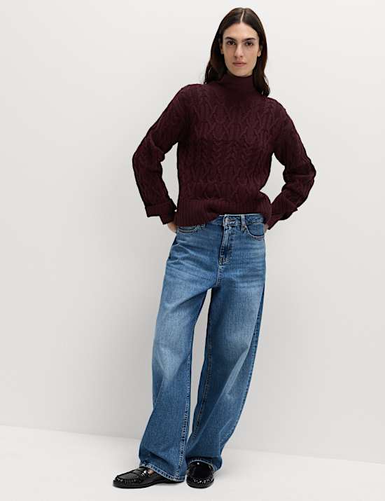 Wool Blend Textured Crew Neck Jumper