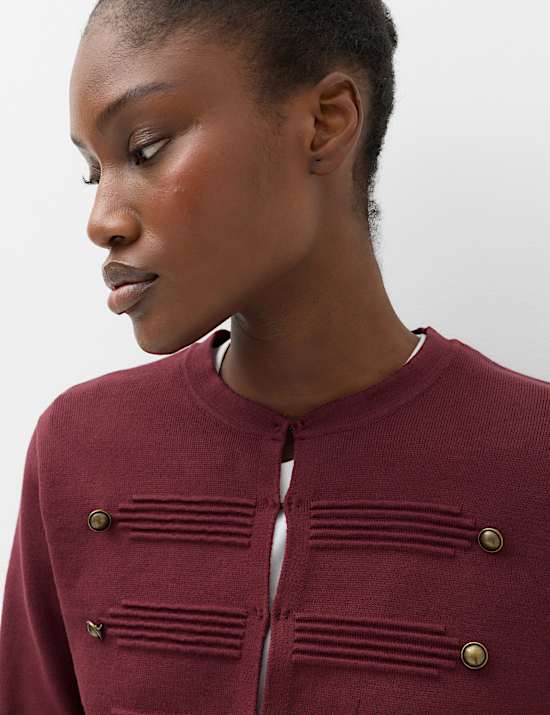 Cotton Rich Button Detail Knitted Jacket