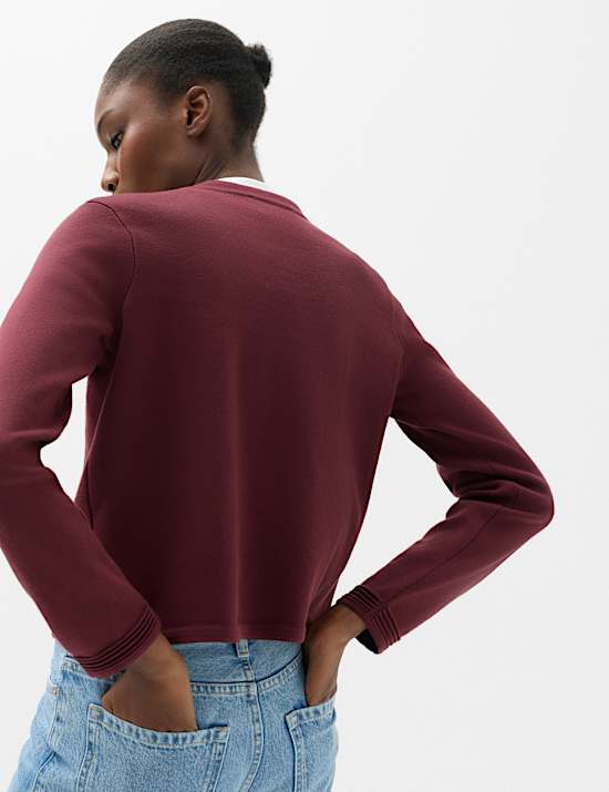 Cotton Rich Button Detail Knitted Jacket