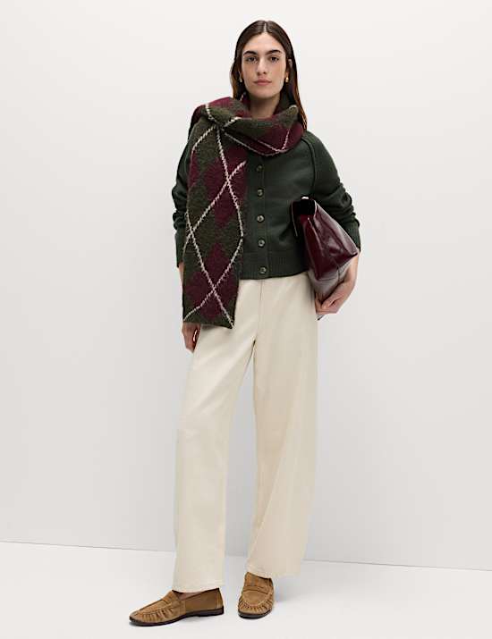 Lambswool Blend Crew Neck Cardigan