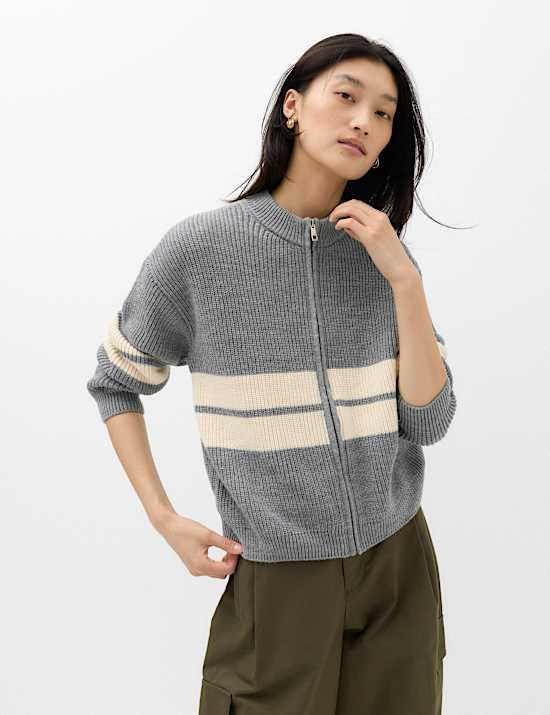 Striped Relaxed Knitted Jacket