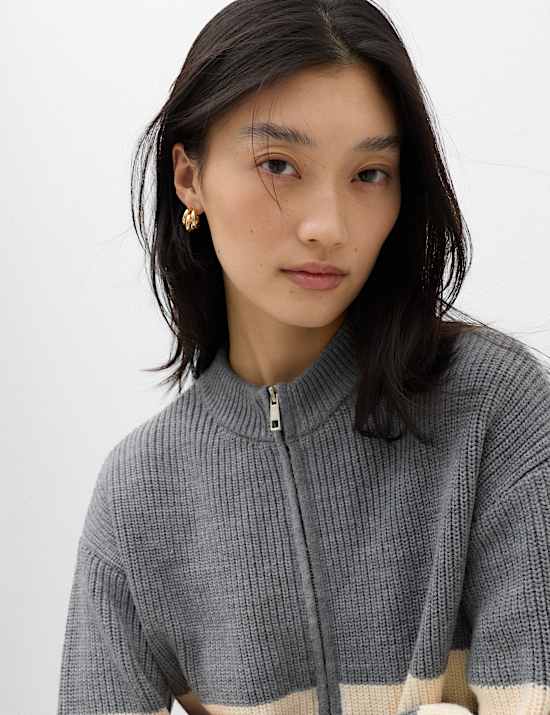 Striped Relaxed Knitted Jacket