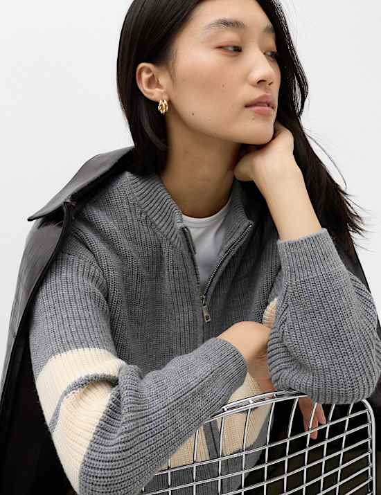 Striped Relaxed Knitted Jacket