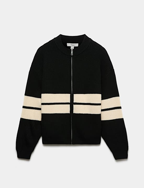 Striped Relaxed Knitted Jacket