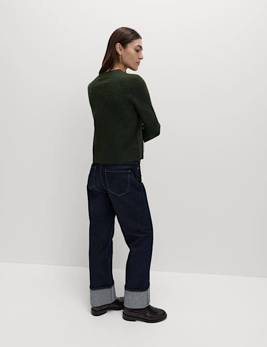 Cardigan en laine &agrave; col rond