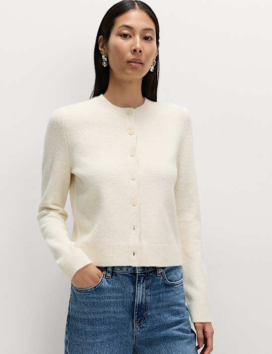 Cardigan en laine à col rond