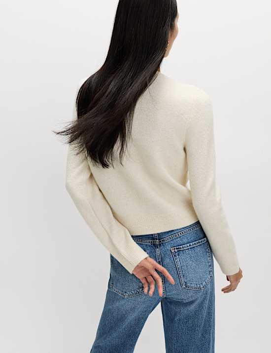 Cardigan en laine à col rond