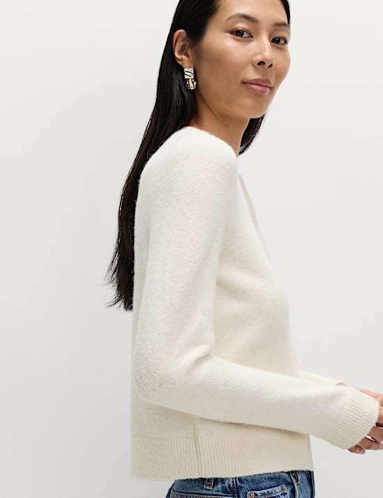 Cardigan en laine à col rond