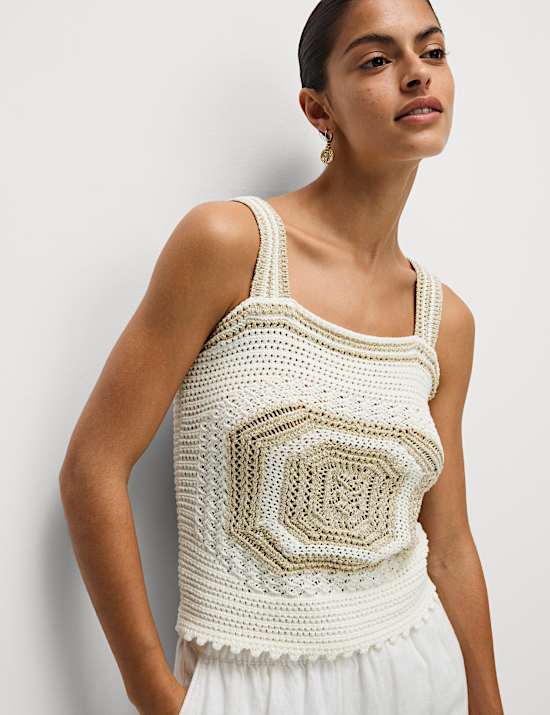 Cotton Rich Metallic Knitted Vest