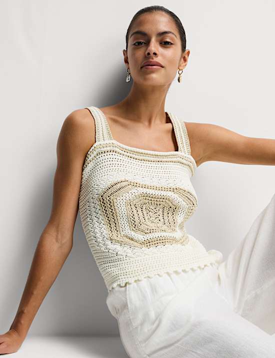 Camiseta de punto de algod&oacute;n metalizada