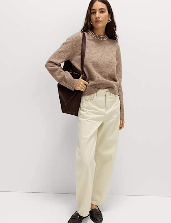 Embellished Relaxed Jumper with Wool