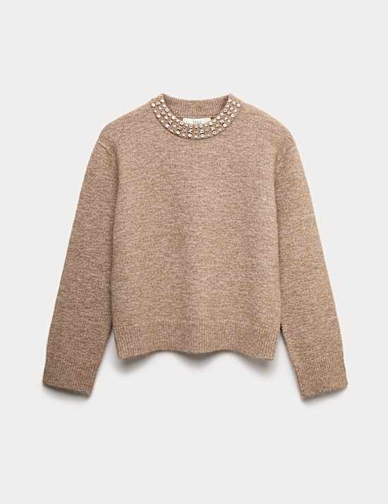Embellished Relaxed Jumper with Wool