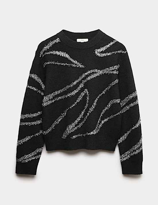 Tinsel Animal Print Jumper with Wool