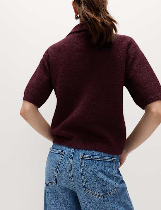 Embellished Cropped Cardigan with Wool