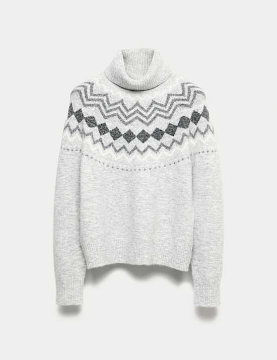 Fair Isle Roll Neck Jumper with Wool