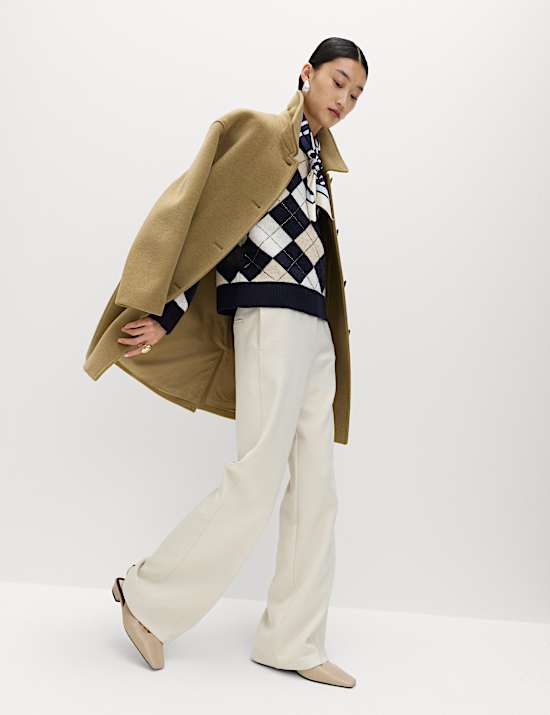 Slim-fit trui met ronde hals, argylepatroon en wol