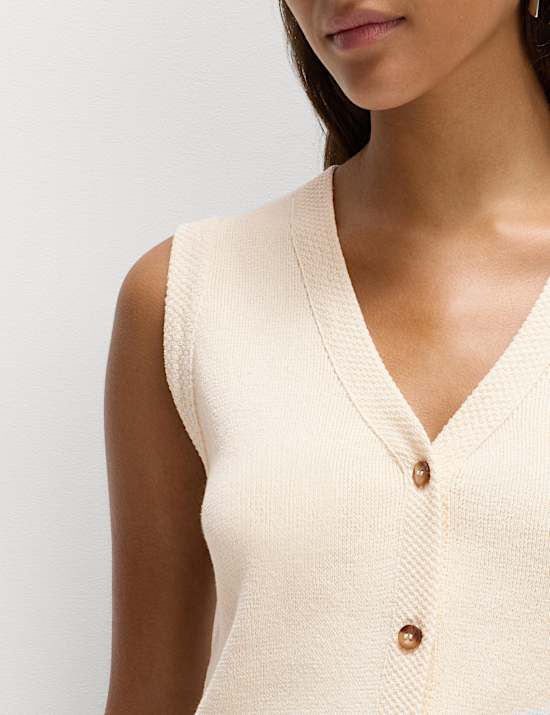 Cotton Blend Broderie Waistcoat