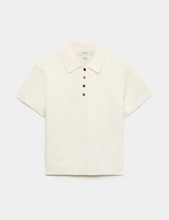 Collared Slim Fit Cropped Knitted Top