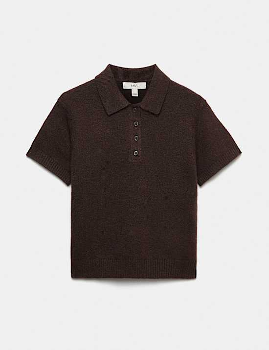 Collared Slim Fit Cropped Knitted Top