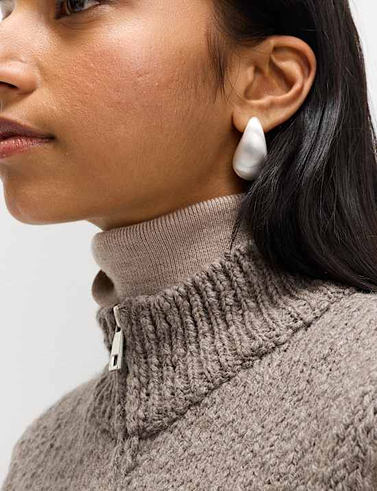 Cotton Rich Boucle Zip Up Knitted Waistcoat