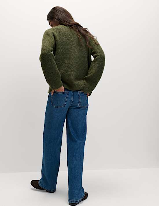 Gilet en laine bouclée ultra-doux à col en V et fermeture avant boutonnée