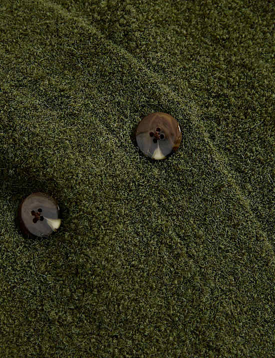 Gilet en laine bouclée ultra-doux à col en V et fermeture avant boutonnée