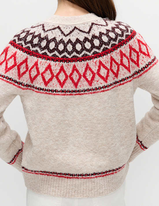 Boucle Fair Isle Relaxed Jumper With Wool