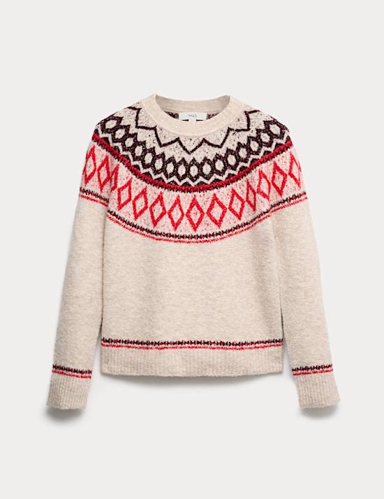 Boucle Fair Isle Relaxed Jumper With Wool